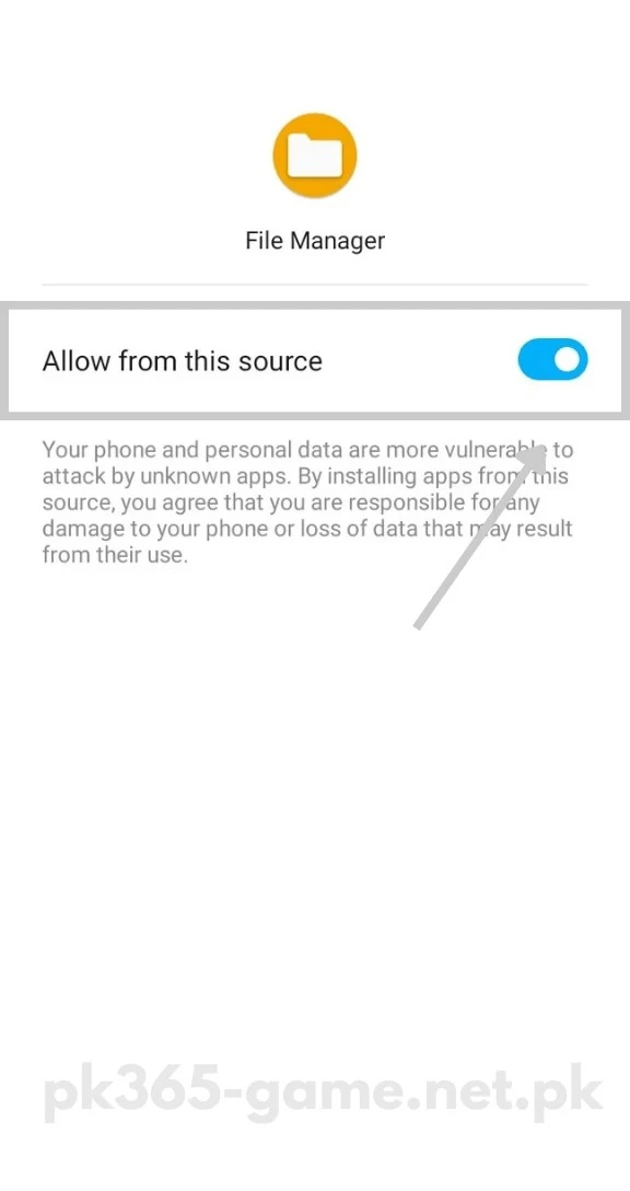 Allow PK365 APK installation from file manager