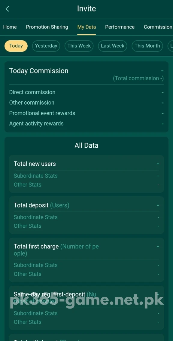 PK365 Game invite my data screen