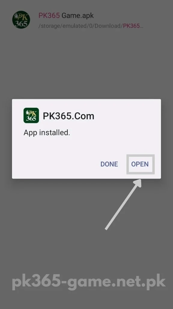 PK365 app installed successfully